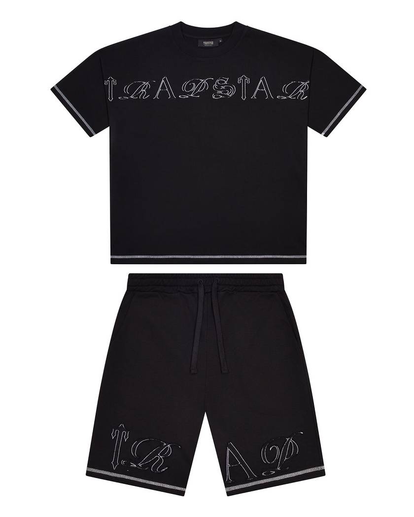 Trapstar Patchwork Script T-Shirt Mustat | TS-65422