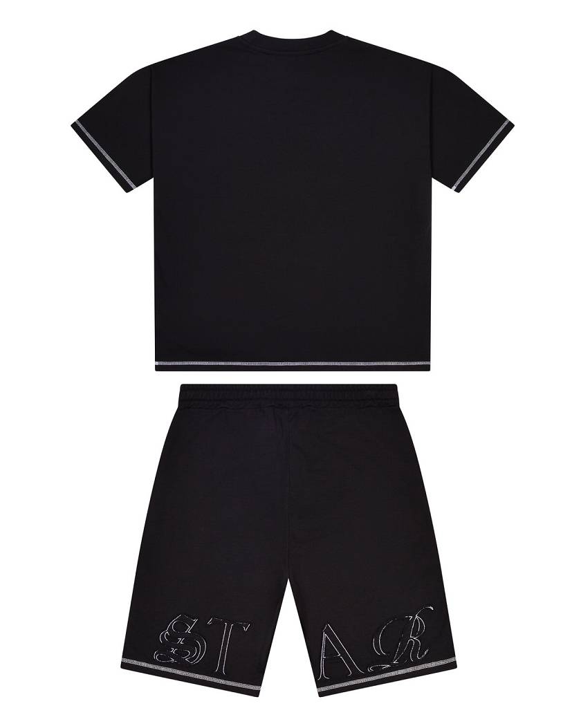 Trapstar Patchwork Script T-Shirt Mustat | TS-65422