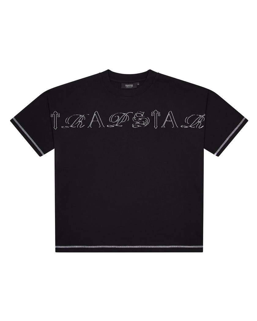 Trapstar Patchwork Script T-Shirt Mustat | TS-65422