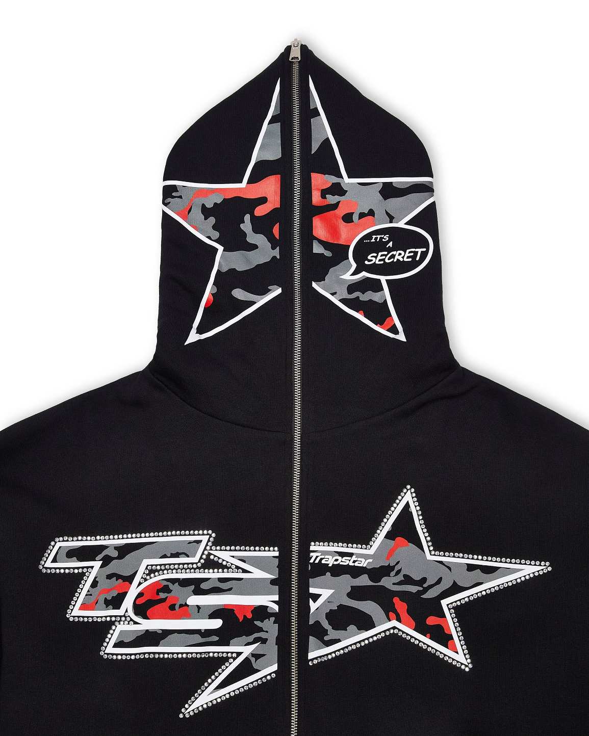 Trapstar TS Star Camo Hoodie Mustat | TS-65393