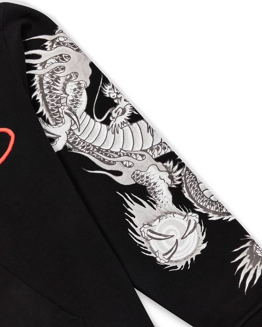 Trapstar x Ed Hardy Script Hoodie Mustat | TS-65364
